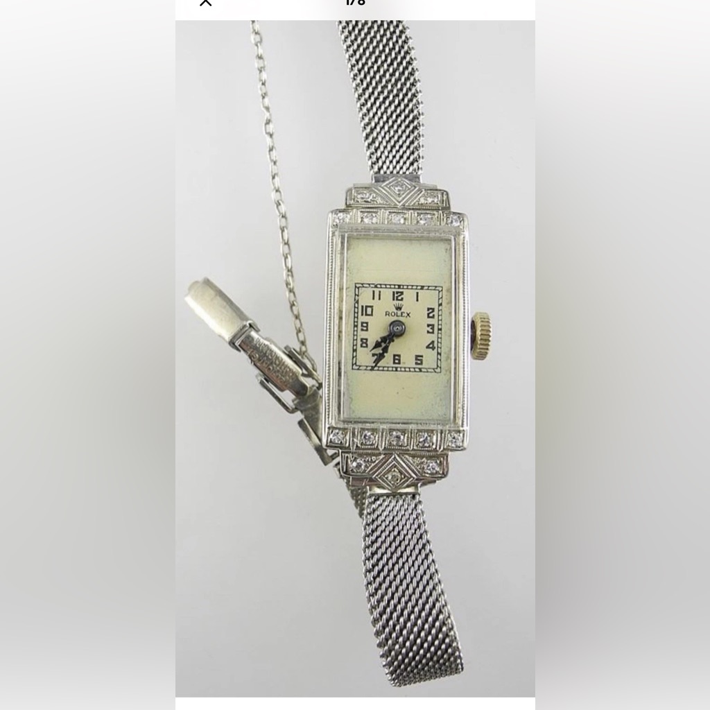 Rolex Vintage Womens 18k White Gold Manual Winding Diamond Watch
